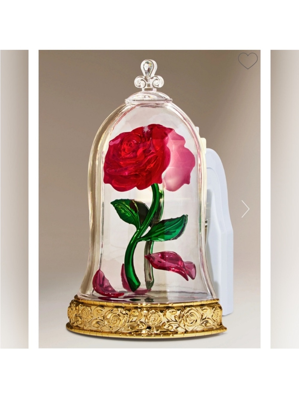 Beauty and the Beast Glass Enclosed Red Rose Decorative Wallflower Scent Control